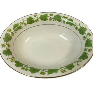 Vintage Pope Gosser China Made in USA American Ivy Leaf Gold Oval Serving Bowl
